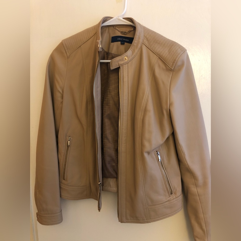 Cole Haan tan womens leather jacket - genuine lamb skin